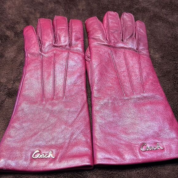Coach DarkRed Leather and Cashmere Gloves 7.5 - Picture 1 of 9